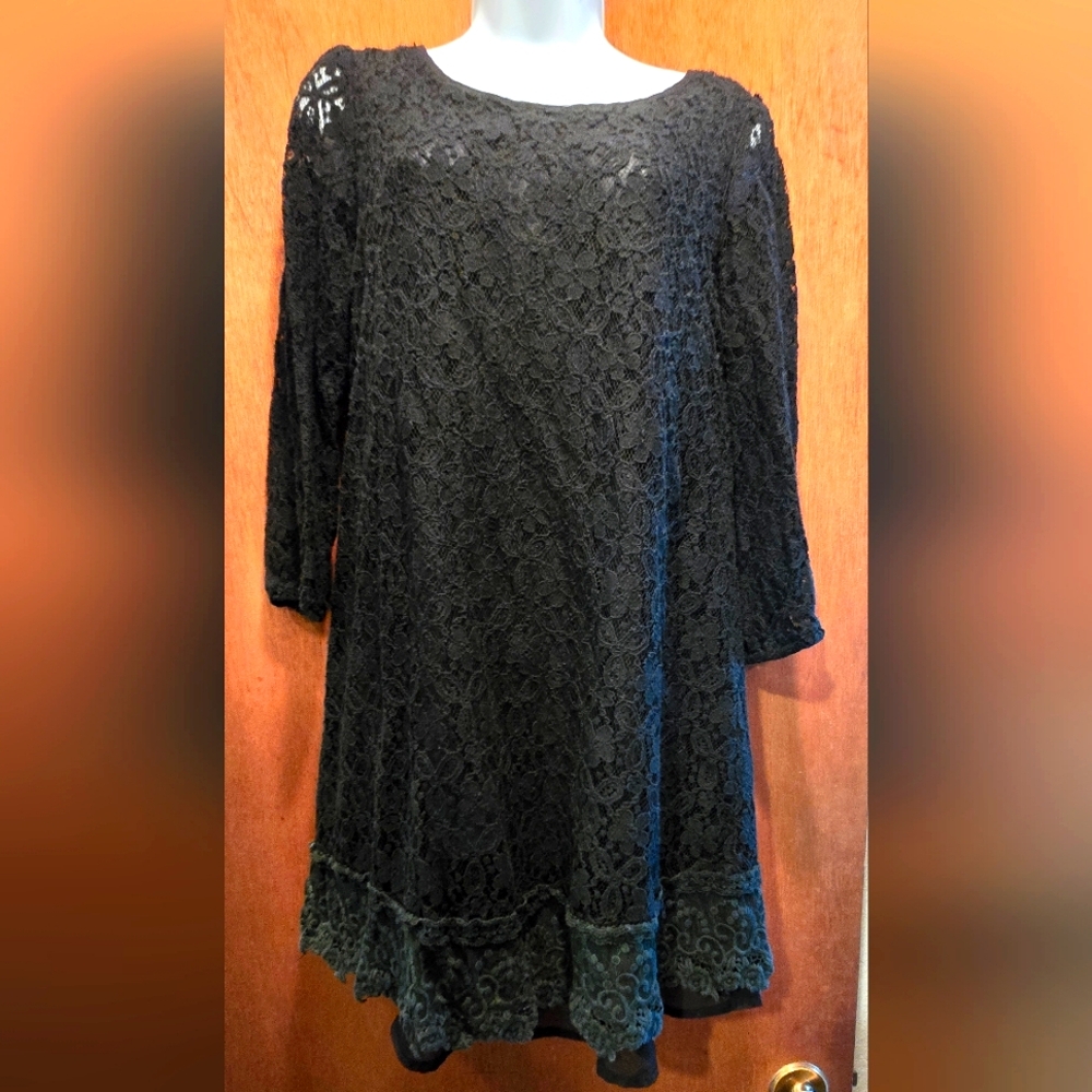 Sun Sassi Elegant Black Lace Dress NWOT SzM - Picture 1 of 9